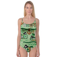Seamless Pattern Fishes Pirates Cartoon Camisole Leotard  by uniart180623