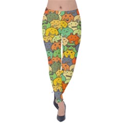 Seamless Pattern With Doodle Bunny Velvet Leggings by uniart180623