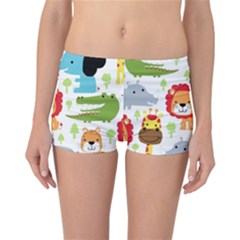 Seamless-pattern-vector-with-animals-cartoon Reversible Boyleg Bikini Bottoms by uniart180623