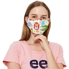 Seamless-pattern-vector-with-animals-cartoon Fitted Cloth Face Mask (adult) by uniart180623