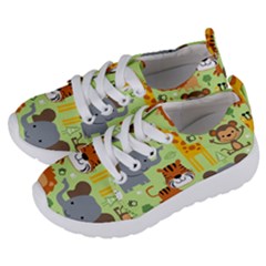 Seamless-pattern-vector-with-animals-wildlife-cartoon Kids  Lightweight Sports Shoes by uniart180623