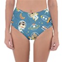 Seamless-pattern-funny-astronaut-outer-space-transportation Reversible High-Waist Bikini Bottoms View3