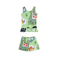 Seamless-pattern-with-wildlife-animals-cartoon Kids  Boyleg Swimsuit by uniart180623