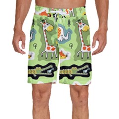 Seamless-pattern-with-wildlife-animals-cartoon Men s Beach Shorts by uniart180623