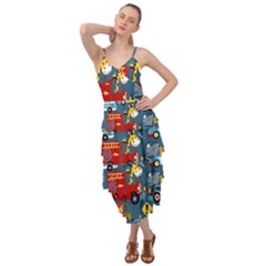 Seamless-pattern-vehicles-cartoon-with-funny-drivers Layered Bottom Dress by uniart180623