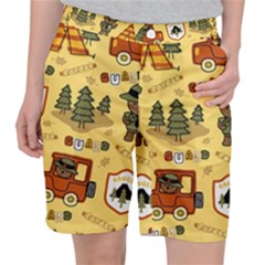 Seamless-pattern-funny-ranger-cartoon Women s Pocket Shorts by uniart180623