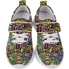 Graffiti-word-seamless-pattern Kids  Velcro Strap Shoes by uniart180623
