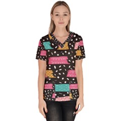 Art Pattern Design Wallpaper Background Print Patterns Women s V-neck Scrub Top by uniart180623