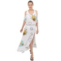 Bee Art Pattern Design Wallpaper Background Print Maxi Chiffon Cover Up Dress View1
