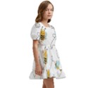 Bee Art Pattern Design Wallpaper Background Print Kids  Short Sleeve Dolly Dress View3