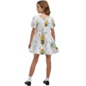 Bee Art Pattern Design Wallpaper Background Print Kids  Short Sleeve Dolly Dress View4