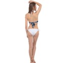 Dino Art Pattern Design Wallpaper Background Cross Front Halter Bikini Top View2