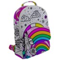 Rainbow Fun Cute Minimal Doodle Drawing Art Flap Pocket Backpack (Large) View2