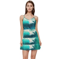Waves Ocean Sea Tsunami Nautical Painting Short Frill Dress by uniart180623