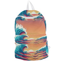 Waves Ocean Sea Tsunami Nautical Art Nature Foldable Lightweight Backpack by uniart180623