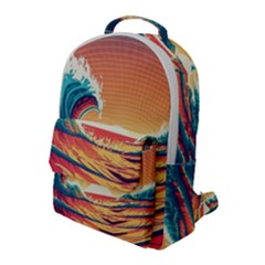 Waves Ocean Sea Tsunami Nautical Art Nature Flap Pocket Backpack (large) by uniart180623