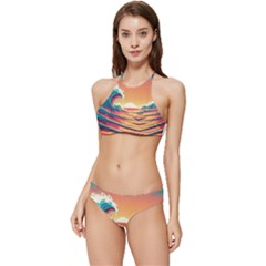 Waves Ocean Sea Tsunami Nautical Art Nature Banded Triangle Bikini Set by uniart180623