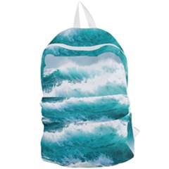 Waves Ocean Sea Tsunami Nautical Blue Sea Foldable Lightweight Backpack by uniart180623