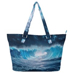 Thunderstorm Storm Tsunami Waves Ocean Sea Full Print Shoulder Bag by uniart180623