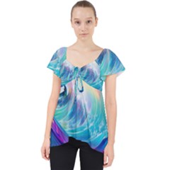 Waves Ocean Sea Tsunami Nautical Nature Water Lace Front Dolly Top by uniart180623