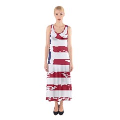 Flag Usa Unite Stated America Sleeveless Maxi Dress by uniart180623