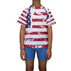 Flag Usa Unite Stated America Kids  Short Sleeve Swimwear by uniart180623