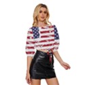 Flag Usa Unite Stated America Mid Sleeve Drawstring Hem Top View3