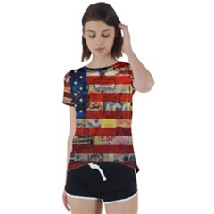 Usa Flag United States Short Sleeve Open Back Tee by uniart180623