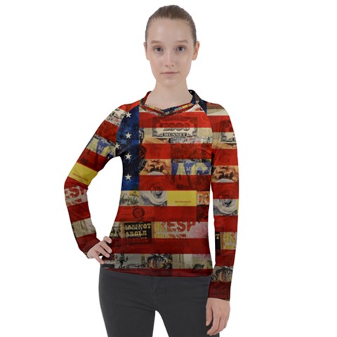Usa Flag United States Women s Pique Long Sleeve Tee by uniart180623