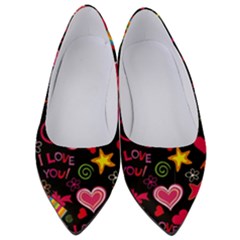 Multicolored Love Hearts Kiss Romantic Pattern Women s Low Heels by uniart180623