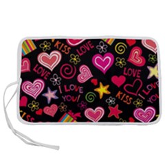 Multicolored Love Hearts Kiss Romantic Pattern Pen Storage Case (s) by uniart180623