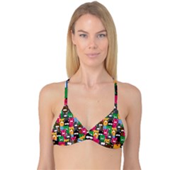 Cat Funny Colorful Pattern Reversible Tri Bikini Top by uniart180623