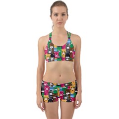 Cat Funny Colorful Pattern Back Web Gym Set by uniart180623