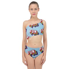 Fun Word Inscription Rainbow Pattern Spliced Up Two Piece Swimsuit by uniart180623