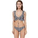 Stripe Line Pattern Black Lines Low Cut Ruffle Edge Bikini Set View1