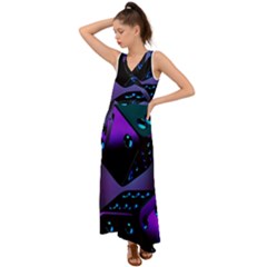 3d Ludo Game,gambling V-neck Chiffon Maxi Dress by Bangk1t