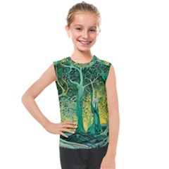 Nature Trees Forest Mystical Forest Jungle Kids  Mesh Tank Top by Ravend