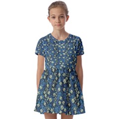 Lotus Bloom In The Calm Sea Of Beautiful Waterlilies Kids  Short Sleeve Pinafore Style Dress by pepitasart