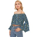 Lotus Bloom In The Calm Sea Of Beautiful Waterlilies Off Shoulder Flutter Bell Sleeve Top View2