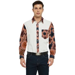 Authentic Aboriginal Art - Pathways Hogarth Arts Men s Long Sleeve Pocket Shirt  by hogartharts