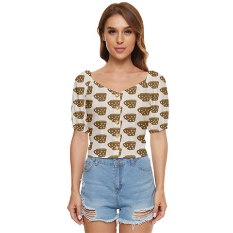 Cozy Coffee Cup Button Up Blouse by ConteMonfrey