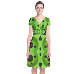 Abstract Geometric Modern Pattern Short Sleeve Front Wrap Dress by dflcprintsclothing