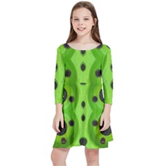 Abstract Geometric Modern Pattern Kids  Quarter Sleeve Skater Dress by dflcprintsclothing