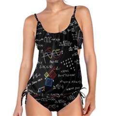 Black Background With Text Overlay Mathematics Formula Board Tankini Set by uniart180623