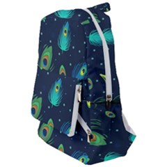 Blue Background Pattern Feather Peacock Travelers  Backpack by uniart180623