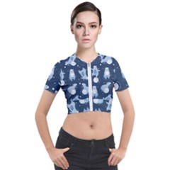 Bear Pattern Patterns Planet Animals Short Sleeve Cropped Jacket by uniart180623