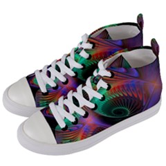 Circle Art 3d Artwork Graphics Vortex Colorful Digital Art Women s Mid-top Canvas Sneakers by uniart180623