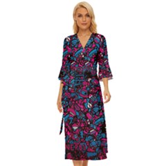 Grafitti Graffiti Abstract Artwork Digital Midsummer Wrap Dress by uniart180623