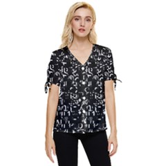 Abstract Secred Code Bow Sleeve Button Up Top by uniart180623