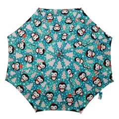 Blue Penguin Pattern Christmas Hook Handle Umbrellas (large) by uniart180623